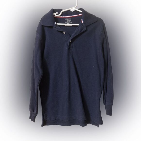 Boys size 8 French Toast Dark Blue Long Sleeve Polo - Picture 1 of 2